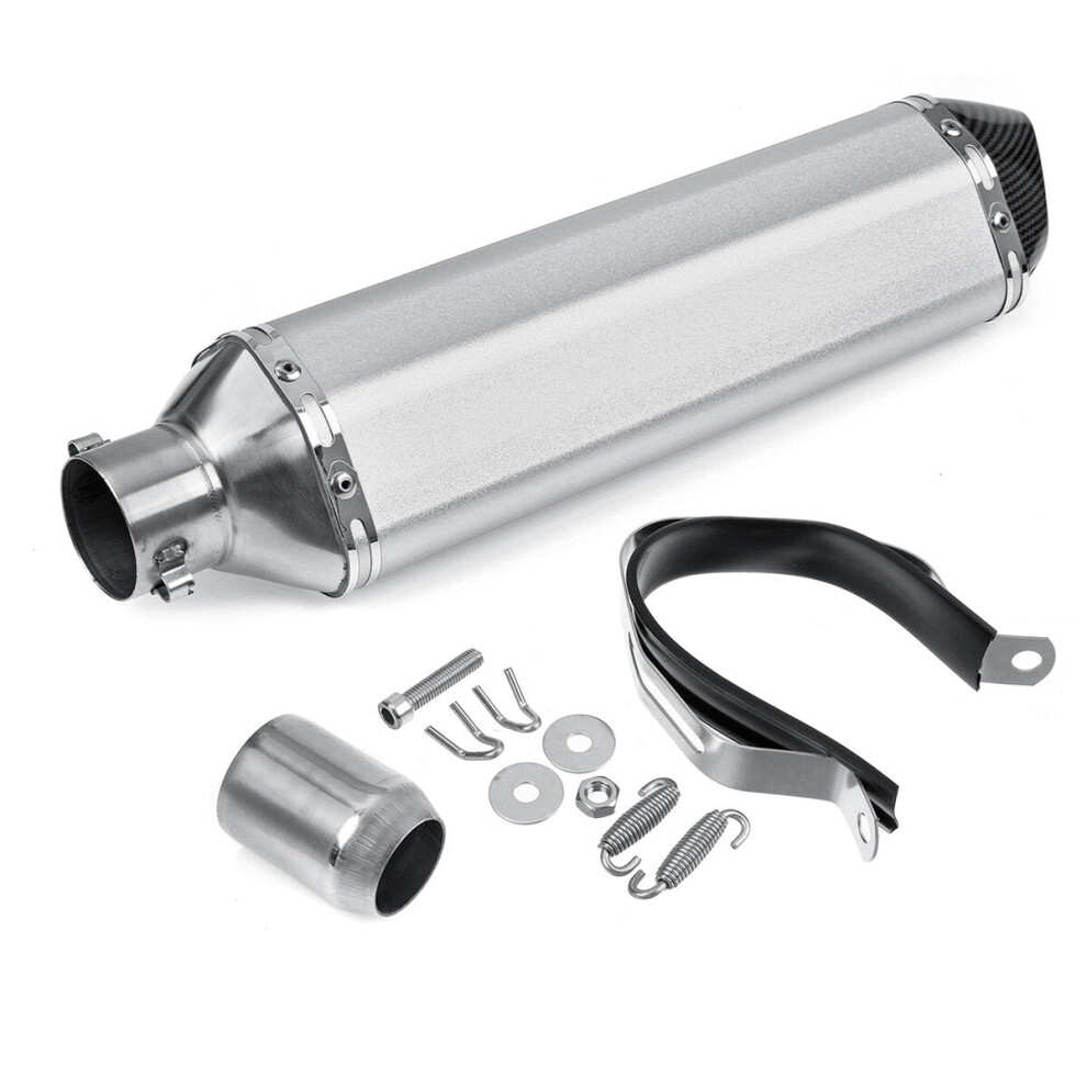 (white) 38-51mm Universal Motorcycle Signal Outlet Exhaust Muffler Tail Pipe Kit