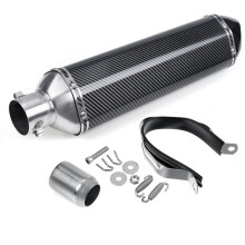 (black fine white lines) 38-51mm Universal Motorcycle Signal Outlet Exhaust Muffler Tail Pipe Kit