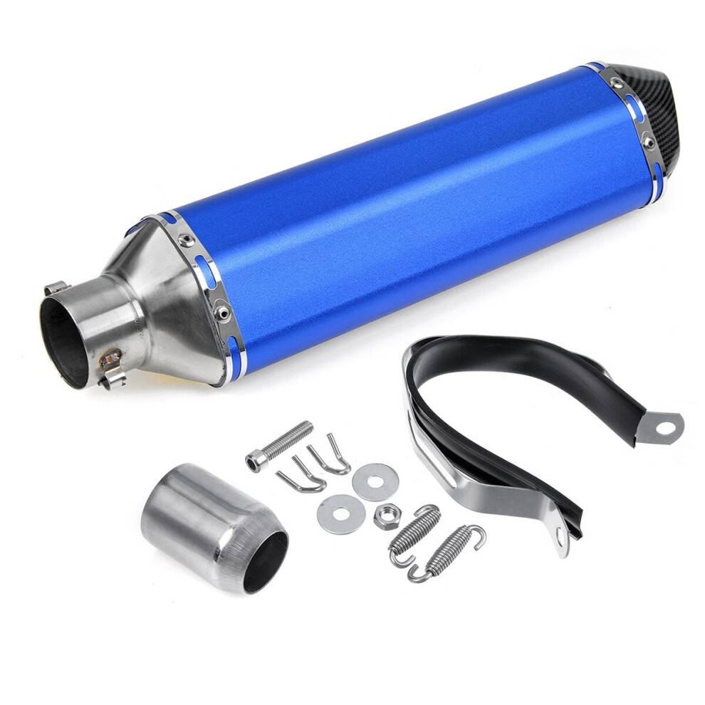 (Blue) 38-51Mm Universal Motorcycle Signal Outlet Exhaust Muffler Tail Pipe Kit Blue 6093316939229