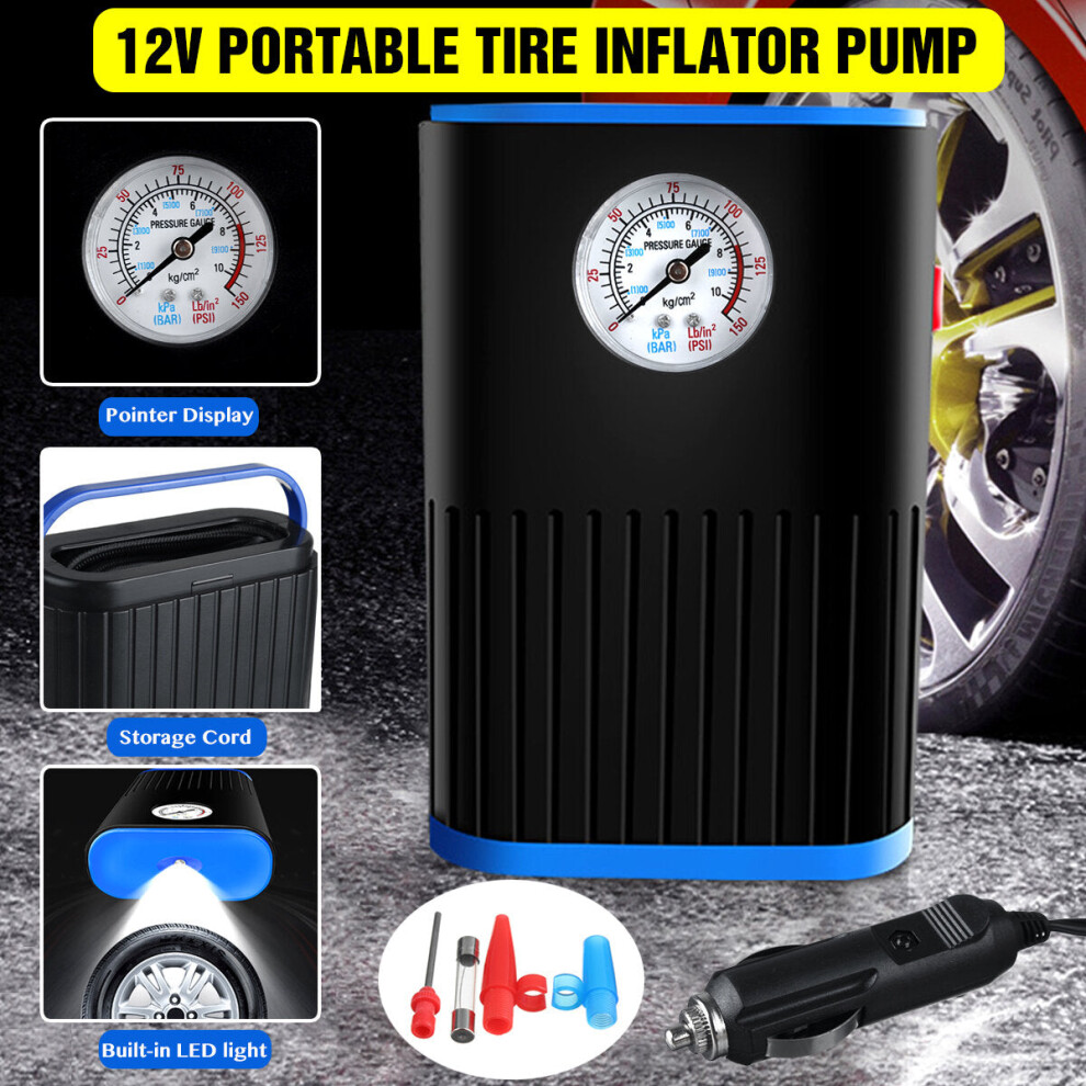 (Pointer Display) 12V 150PSI Digital Tire Inflator Electric Car Air Pump Compressor Portable With LED Flashlight