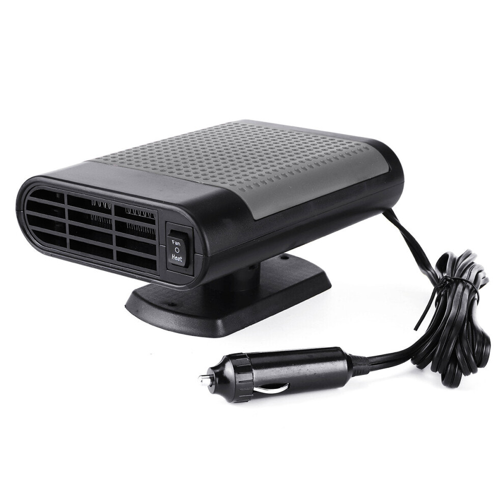 (, 12V) 2 In 1 Portable Car Heater Cooler Fan 12V/24V Air Warmer Windscreen Demister Defroster Grey 9495687535173