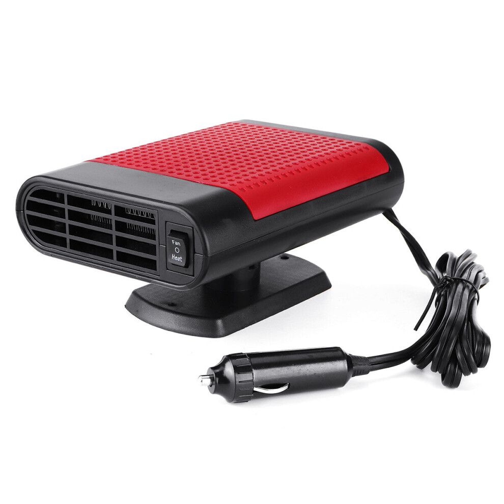 (, 24V) 2 In 1 Portable Car Heater Cooler Fan 12V/24V Air Warmer Windscreen Demister Defroster Red 9495687535203