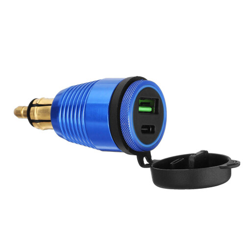 (Red) Type-C USB Car Charger Waterproof General Quick USB Charger Socket Charger Blue Light 1