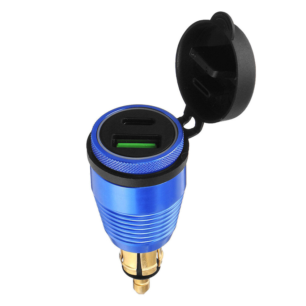 Photos - Other for Mobile GreenZech  Type-C USB Car Charger Waterproof General Quick USB Charger Socket Charger Blue Light (Blue)