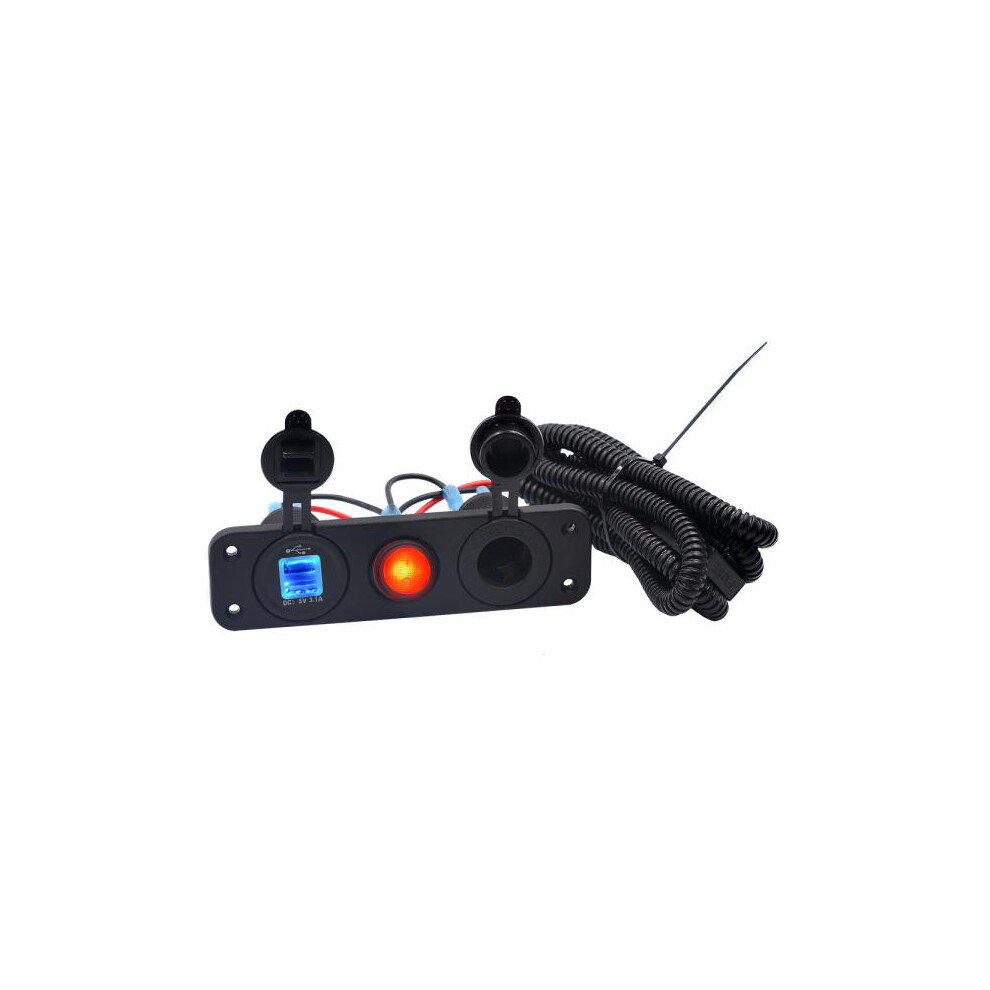 12C-24V 3.1A Dual USB Charger Socket LED Switch Panel Power Supply Waterproof Marine Car Boat