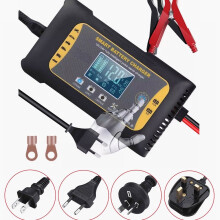 (UK Plug) 12V/24V 10A/5A 7-Stage Touch Screen Pulse Repair LCD Battery Charger For Lithium LiFePO4 Lead-Acid AGM GEL