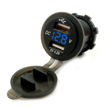 (Blue) 4.2A 12V USB Socket Power Adapter Universal Motorcycle Car Charger Waterproof