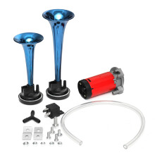 (Blue) 12V 178DB Air Horn Dual Trumpet Ultra Loud Universal For Train Trailer Truck Motorcycle