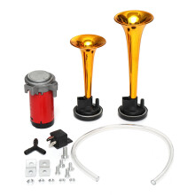 (Gold) 12V 178DB Air Horn Dual Trumpet Ultra Loud Universal For Train Trailer Truck Motorcycle