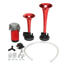 (Red) 12V 178DB Air Horn Dual Trumpet Ultra Loud Universal For Train Trailer Truck Motorcycle