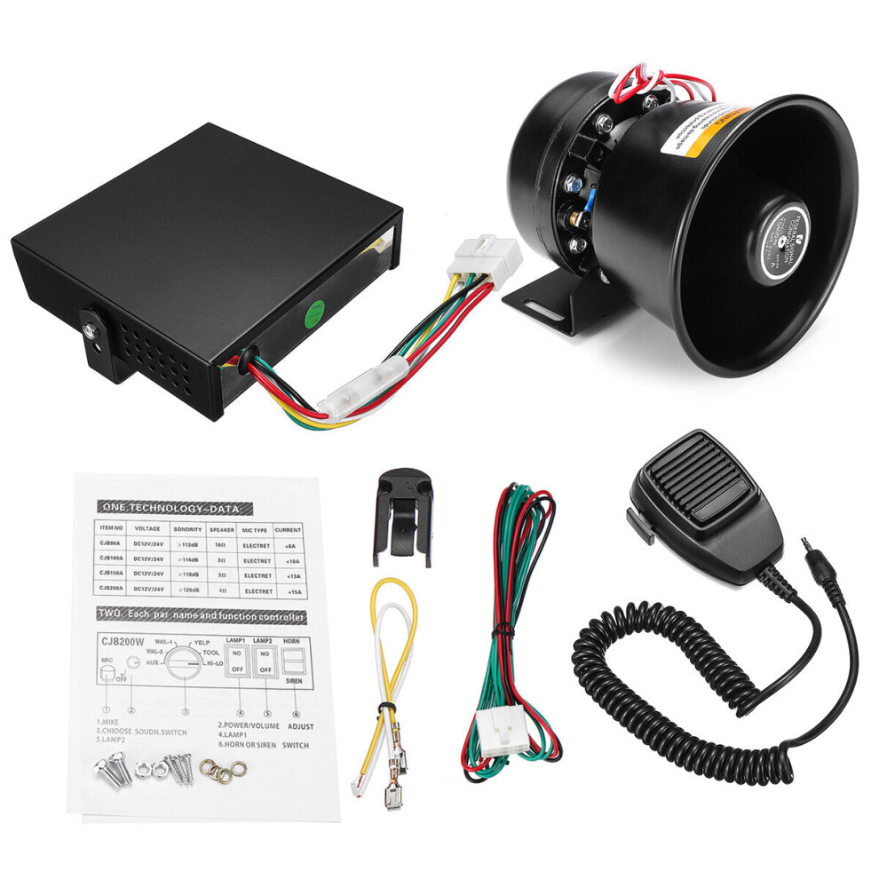 12V 400W 9 Sound 150dB Loud Car Warning Alarm Police Fire Siren Horn Speaker System