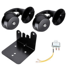 (Double Trumpet Snail Air Horn) 12V 130hz 126db/130db Single/Double Snail Air Horn Elbow Whistle Black Alloy For Car Trucks