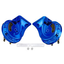(Blue) Pair 12V 115dB Super Loud Car Motorcycle Dual Tone Electric Snail Horn Universal