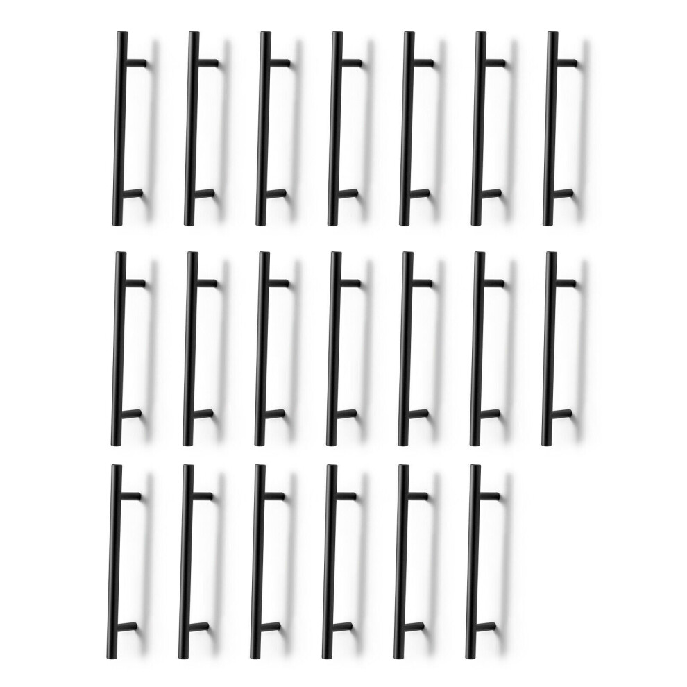 (20 pack Black 128mm (Hole Centres)) Kitchen Cupboard Cabinet T-Bar Door Handle  Steel