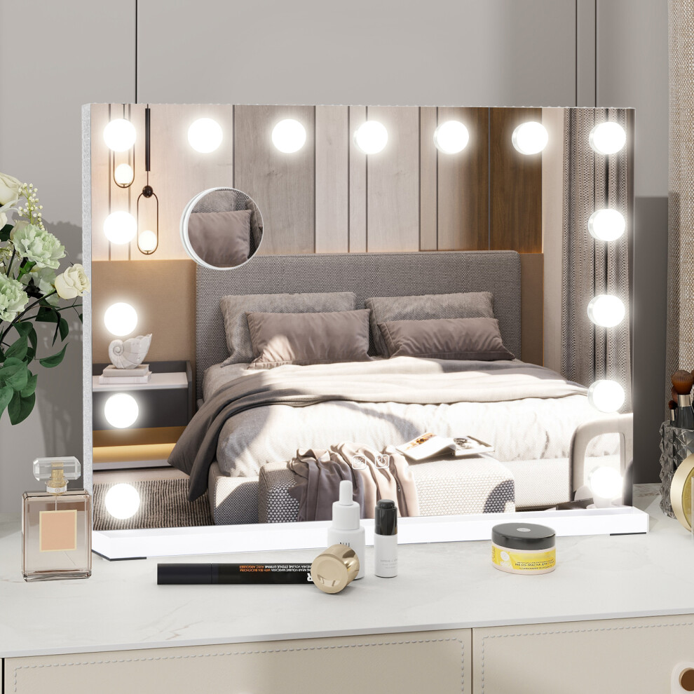 (B (15 Bulbs, Side LED)) Hollywood LED Bulbs Makeup Mirror with RGB Light