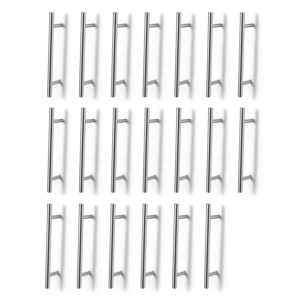 (20 pack Silver 128mm (Hole Centres)) Kitchen Cupboard Cabinet T-Bar Door Handle  Steel