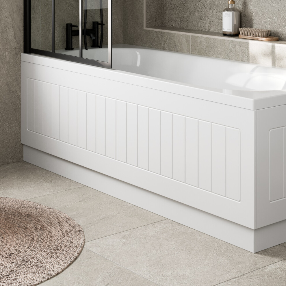 (White , 1700mm Side Panel) Tongue & Groove MDF Bathroom Bath Panels & Plinth