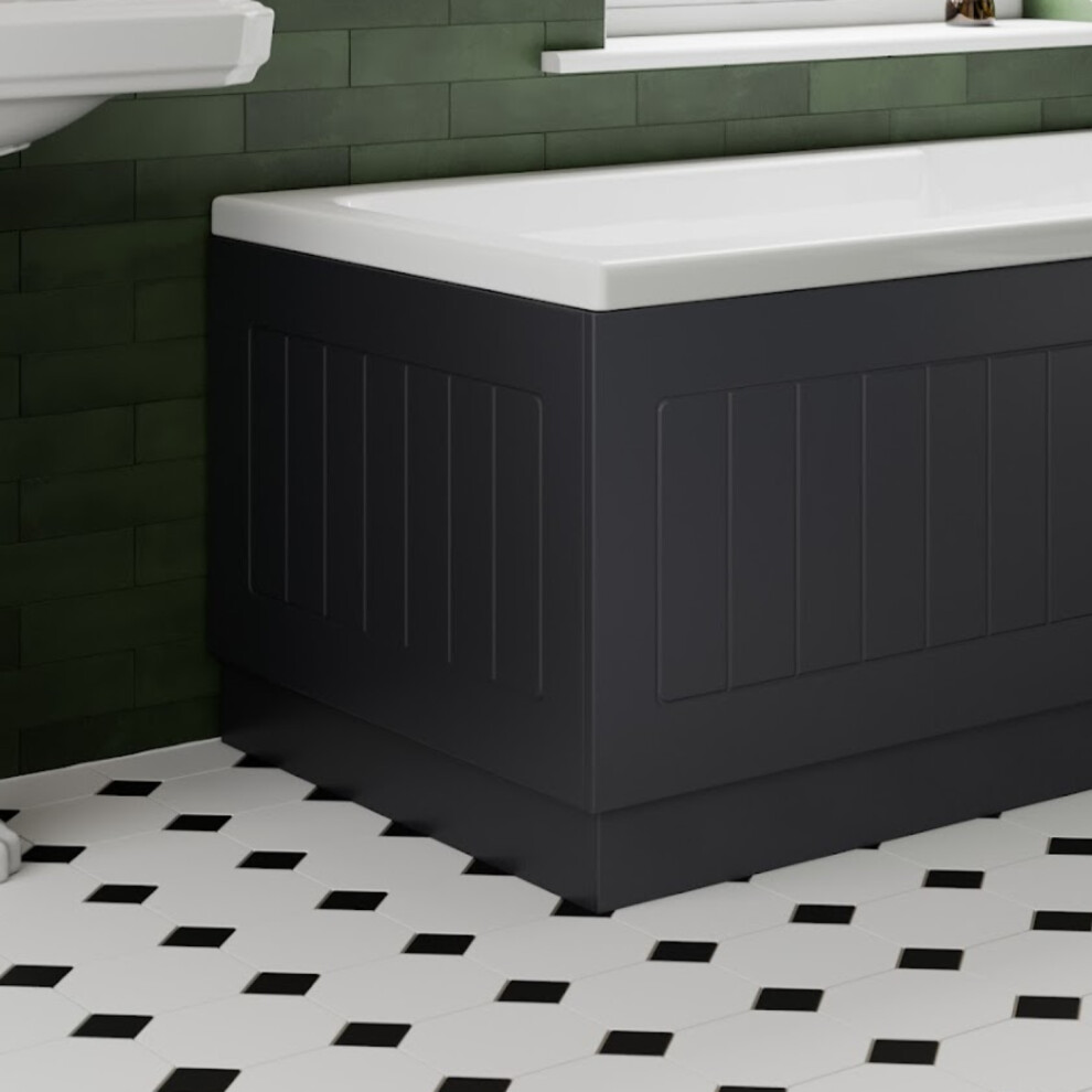 (Black, 700mm End Panel) Tongue & Groove MDF Bathroom Bath Panels & Plinth