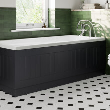 (Black, 1700mm Side Panel) Tongue & Groove MDF Bathroom Bath Panels & Plinth