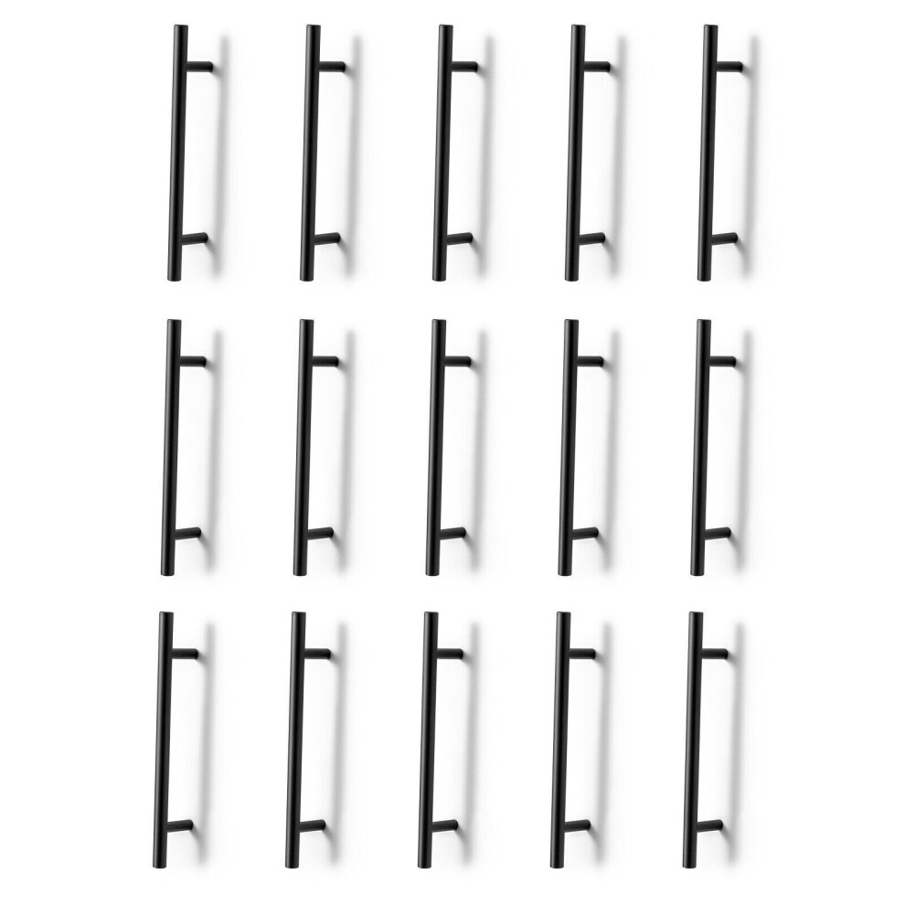 (15 pack Black 160mm (Hole Centres)) Kitchen Cupboard Cabinet T-Bar Door Handle  Steel
