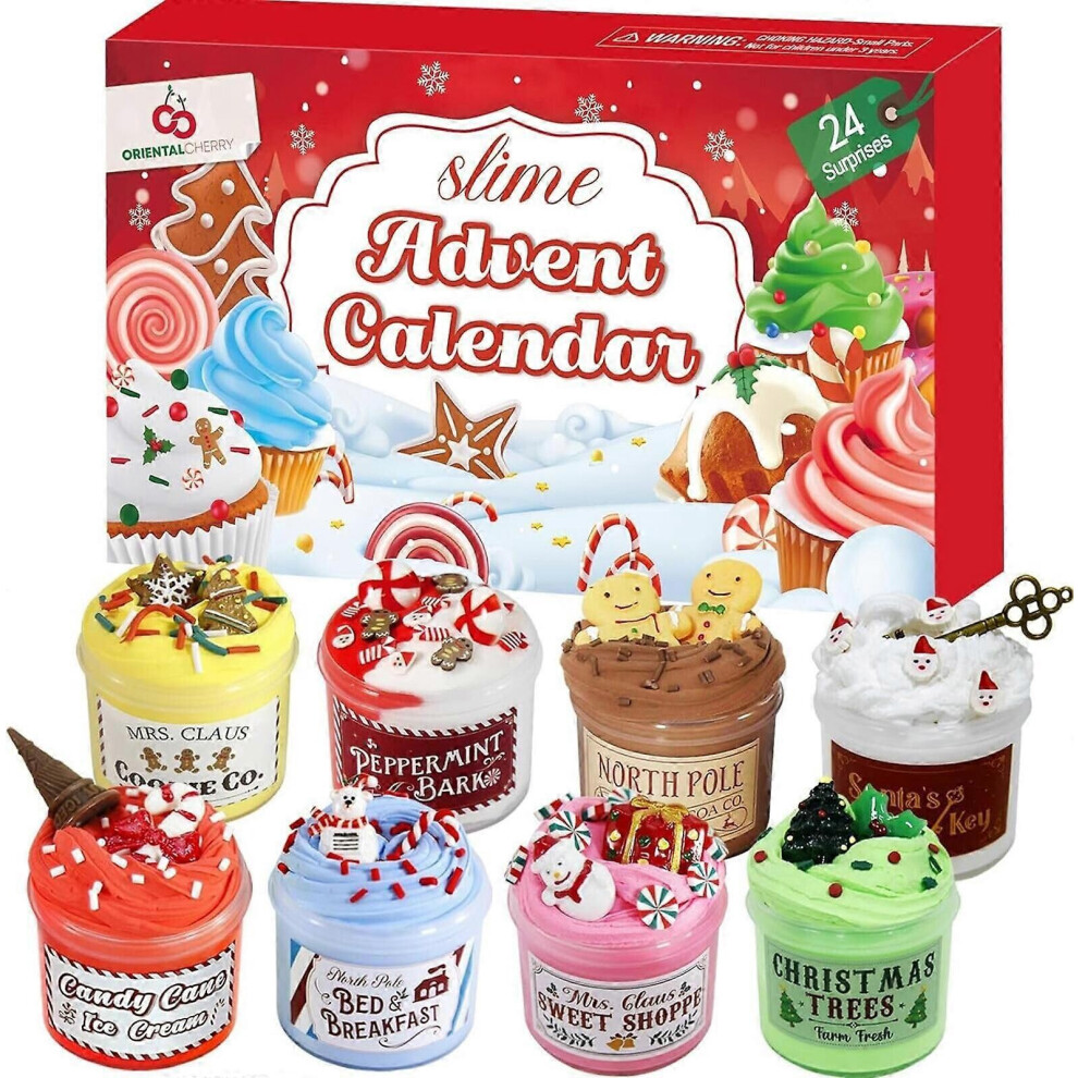 Slime Advent Calendar 2024 - Christmas Countdown Calendars 24 Days of Surprises with DIY Clay Slime and Toys Kit Funny Gifts