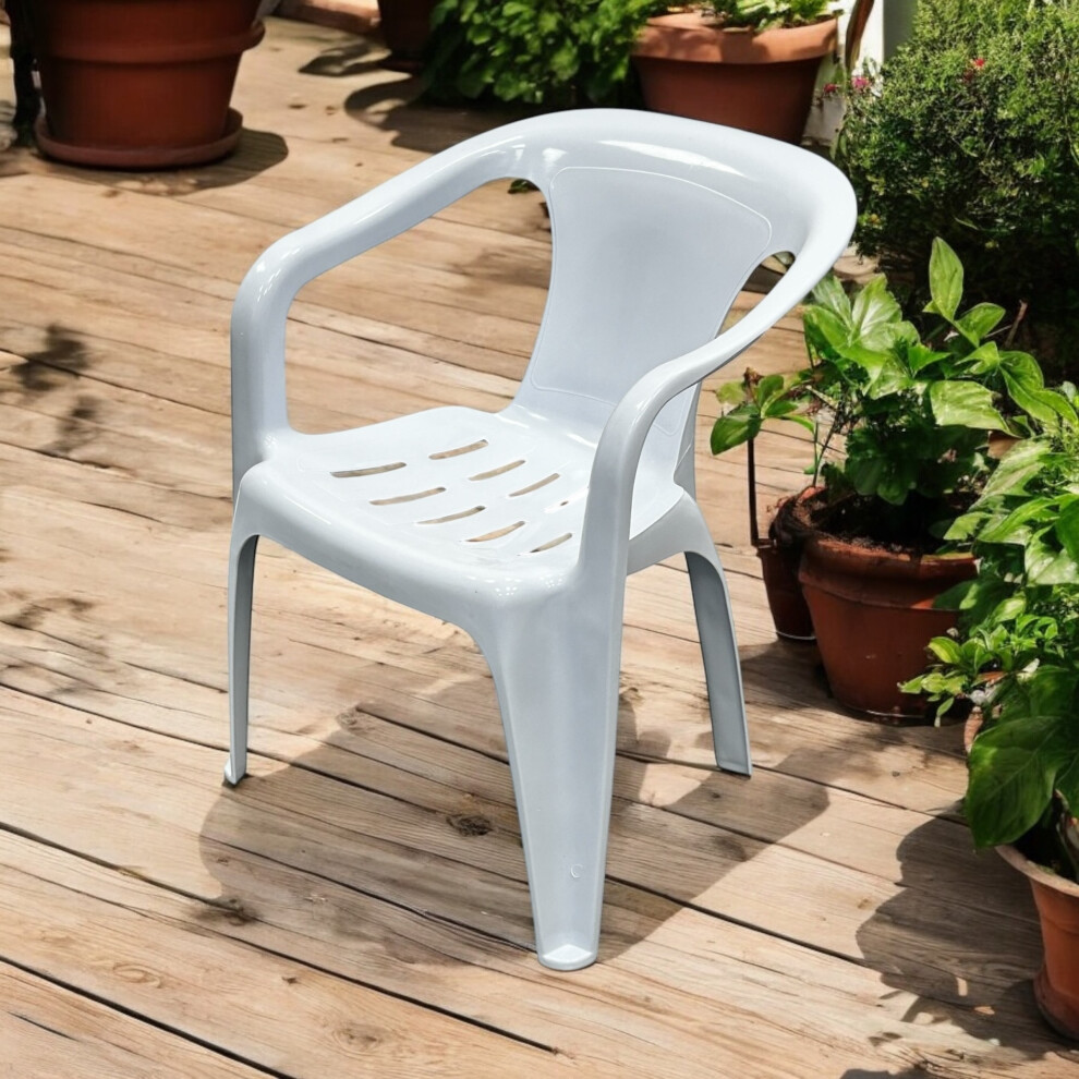 Garden Patio Chairs, White Plastic Patio Chairs, Stackable Chairs