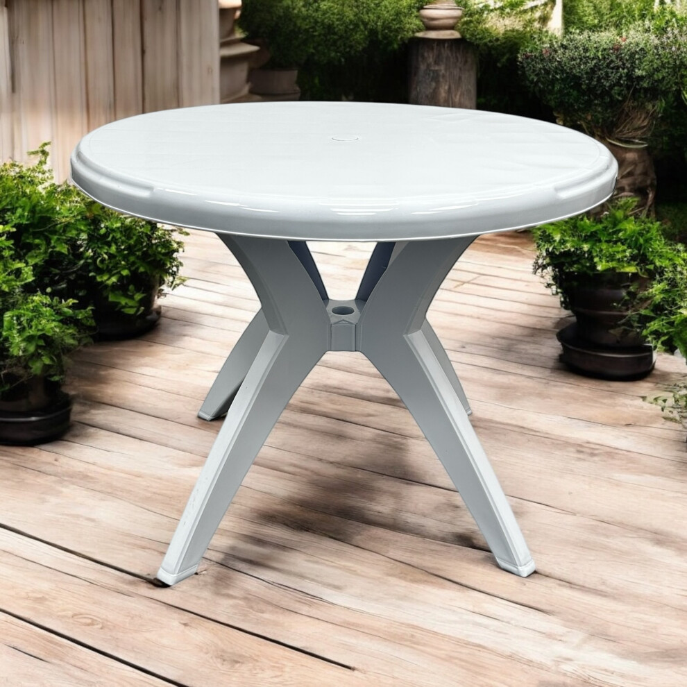 White Plastic Patio Table, Garden Patio Tables, Outdoor Plastic Garden Tables