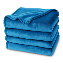 (TEAL, SUPER KING) Faux Fur Fleece Throw Soft Warm Bed Blankets