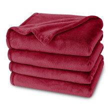 (BURGUNDY, SUPER KING) Faux Fur Fleece Throw Soft Warm Bed Blankets