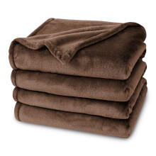 (COFFEE, SUPER KING) Faux Fur Fleece Throw Soft Warm Bed Blankets