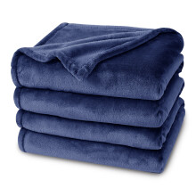 (NAVY BLUE, SUPER KING) Faux Fur Fleece Throw Soft Warm Bed Blankets