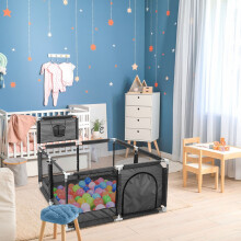 (Black) Playpen Portable Safety Activity with Basketball