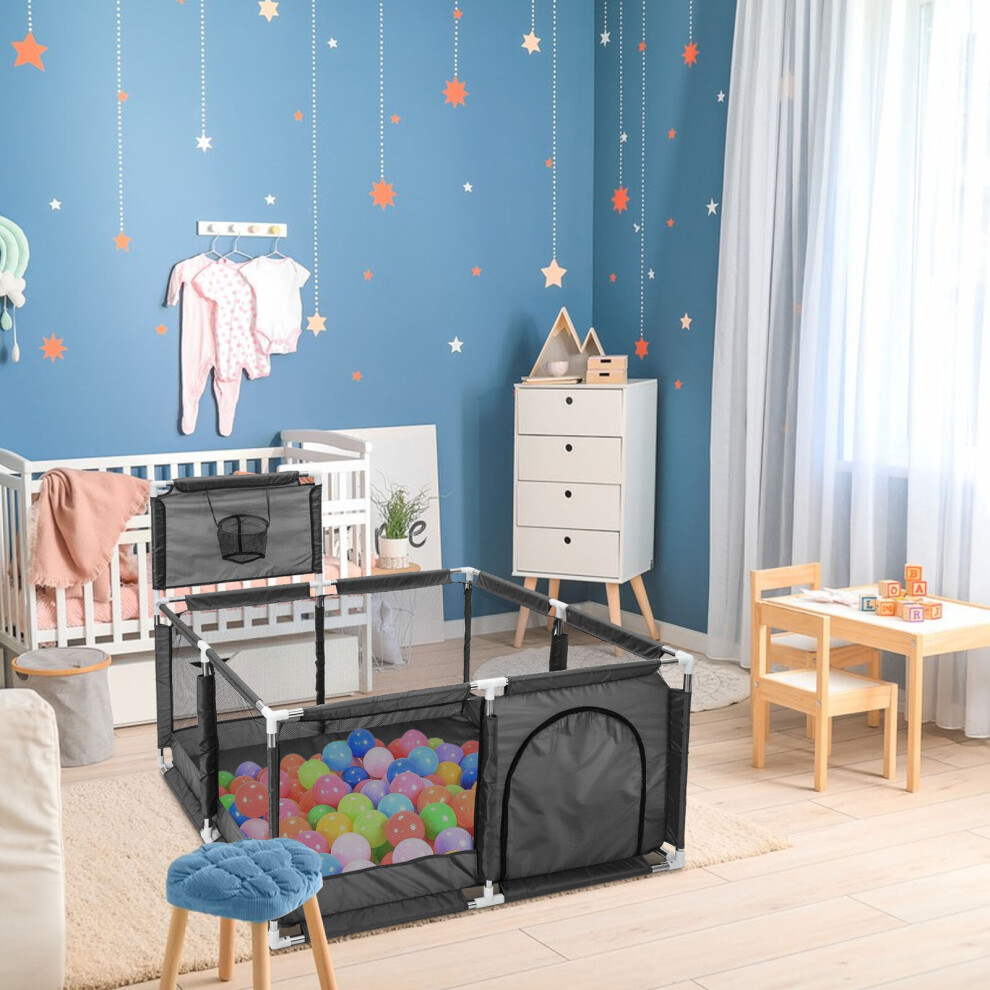 (Black) Playpen Portable Safety Activity with Basketball