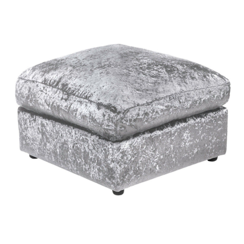Furniture 786 (Silver) Jumbo Size Crushed Velvet Footstool