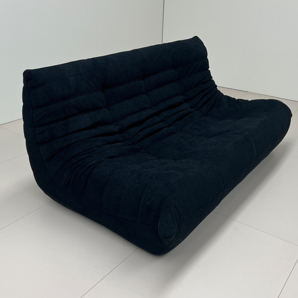 (Black, 3 Seater) Togo sofa lounge chair, ergonomic, with high-density foam support, no installation required, multiple combinations can be customized