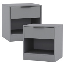 (Grey , 2) 1-Drawer Bedside Table Cabinet Nightstand Storage Shelf Unit