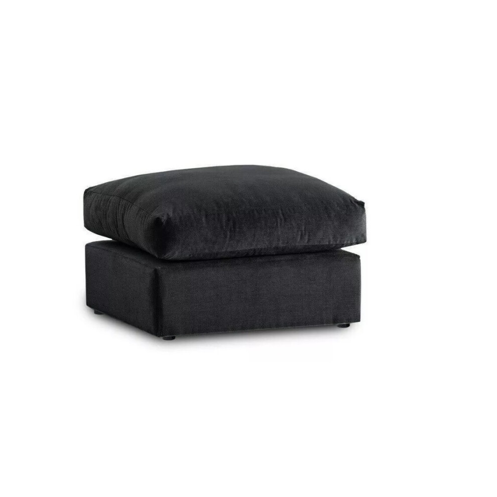 (Black) Jumbo Size Plush Velvet Footstool