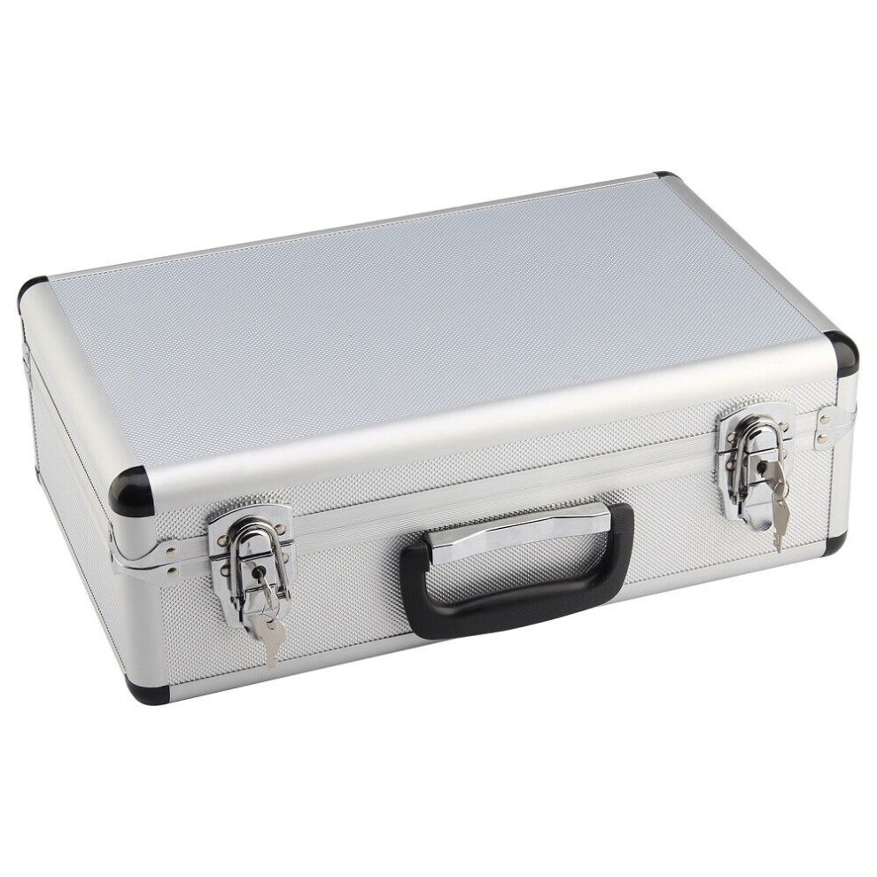 Large Hard Aluminium Flight Case Foam Lockable Tool Camera Gun Storage Silver