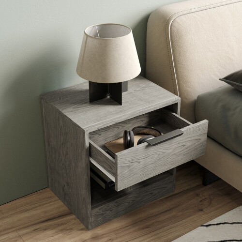 URBN Living (Cedar Grey, 1) 1-Drawer Bedside Table Cabinet Nightstand Storage Shelf Unit 2