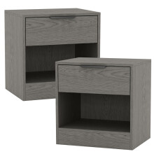 (Cedar Grey, 2) 1-Drawer Bedside Table Cabinet Nightstand Storage Shelf Unit