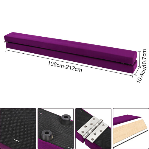 7FT 2.1M Folding Gymnastic Balance Beam Kids Training Beam Carrying 2