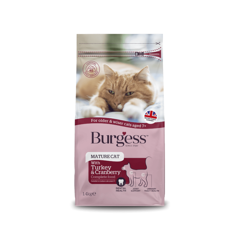 Burgess Mature Cat Food Complete Dry Turkey & Cranberry 7 Years+ 4kg