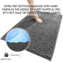 (50x80 cm (Large Bathroom Bath Mat)) Soft Bathroom Bath Rugs Chenille Shower Rug Grey