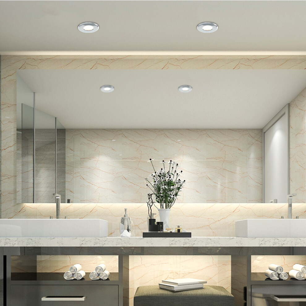 Pack of 4 Bathroom/Shower/Soffit IP65 Polished Chrome GU10 Recessed Ceiling Downlights