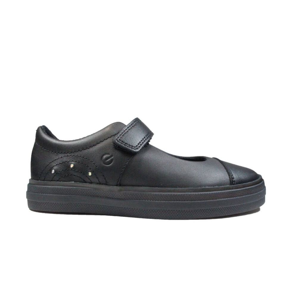 (2.5 (Children's)) Flare Shine Kids Black Leather Childrens Light Up School Shoes