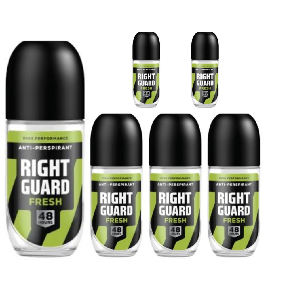6 x 50ml Right Guard Men Roll On FRESH 48h Anti-Perspirant Deodorant
