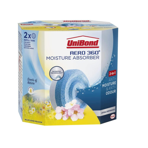 Unibond 2x AERO 360 Refill Tabs Moisture Absorber Wildflower Dehumidifier 450g 1