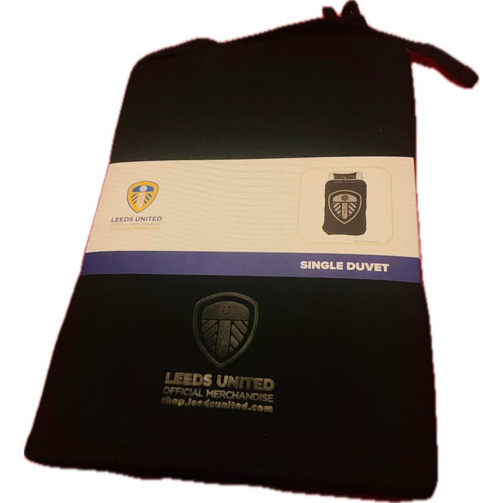 Official Leeds United FC blackout single duvet cover pillow case