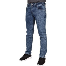 (Mid Blue, 34W x 30L) Mens Stretch SlimFit Jeans DenimPant TF022Trousers