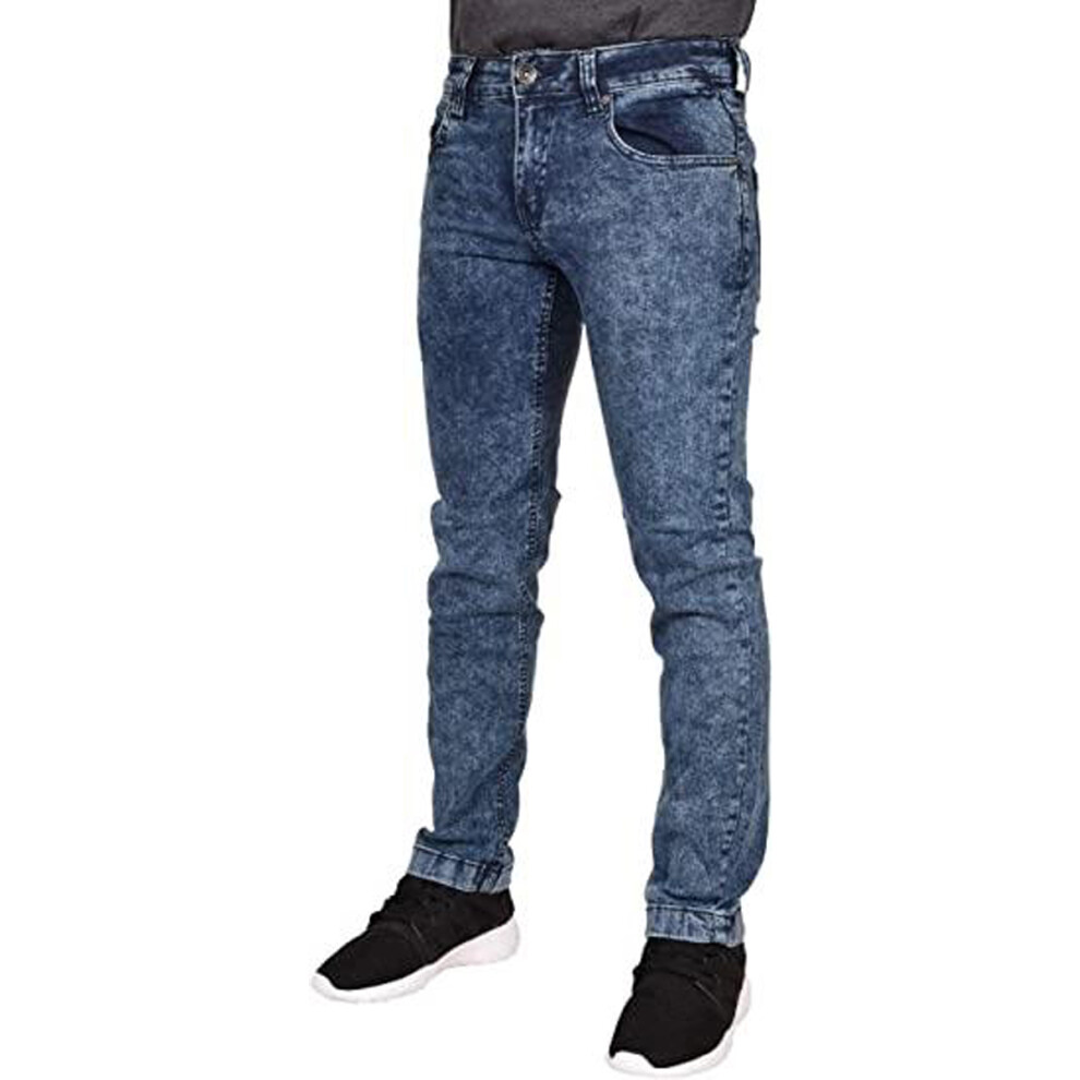 True Face (Mid 34W X 30L) Mens Stretch Slimfit Jeans Denimpant Tf022trousers Blue